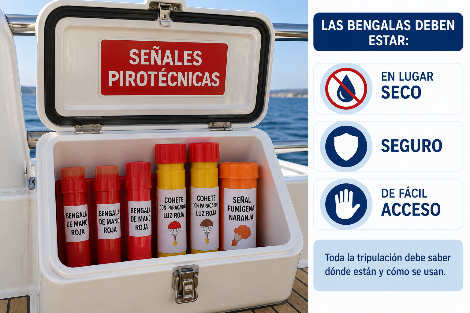 Las bengalas deben estar: